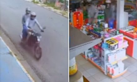 Criminalidade em Alta – Vídeo registra dupla de assaltantes roubando drogaria na Capital.