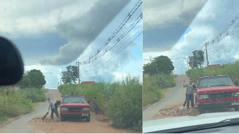 Sem resposta, comunidade arruma rua por conta própria em VG