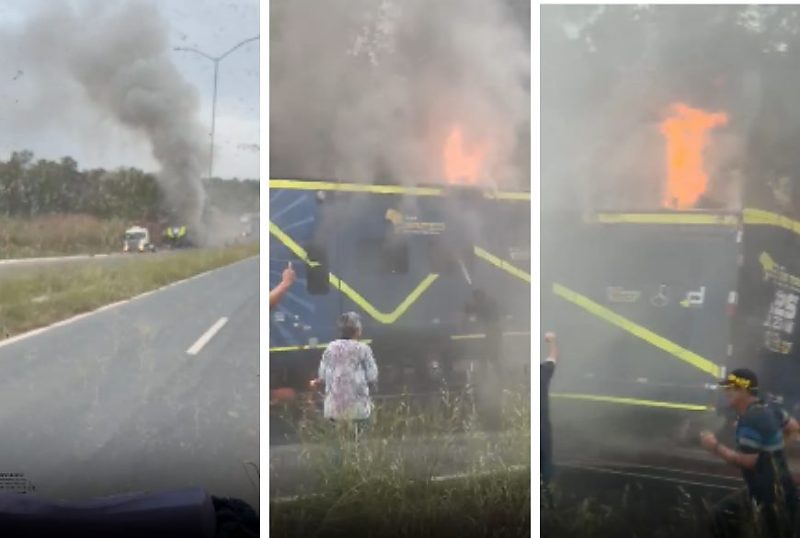 Motorhome da Fórmula Truck pega fogo na estrada da Chapada;