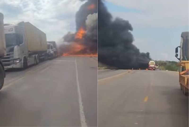 Motorista morre carbonizado após explosão de caminhão-tanque na Rodovia dos Imigrantes